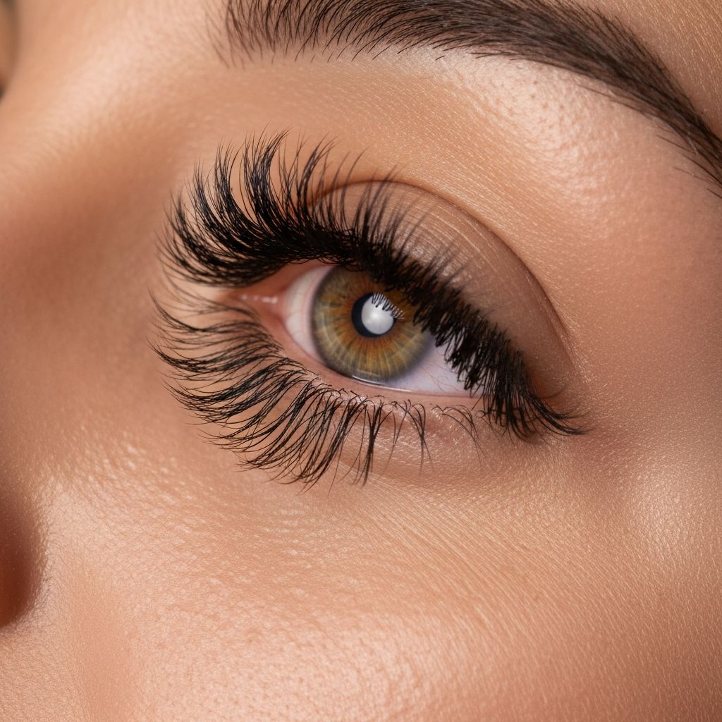 Close-up of beautiful eyelash extensions